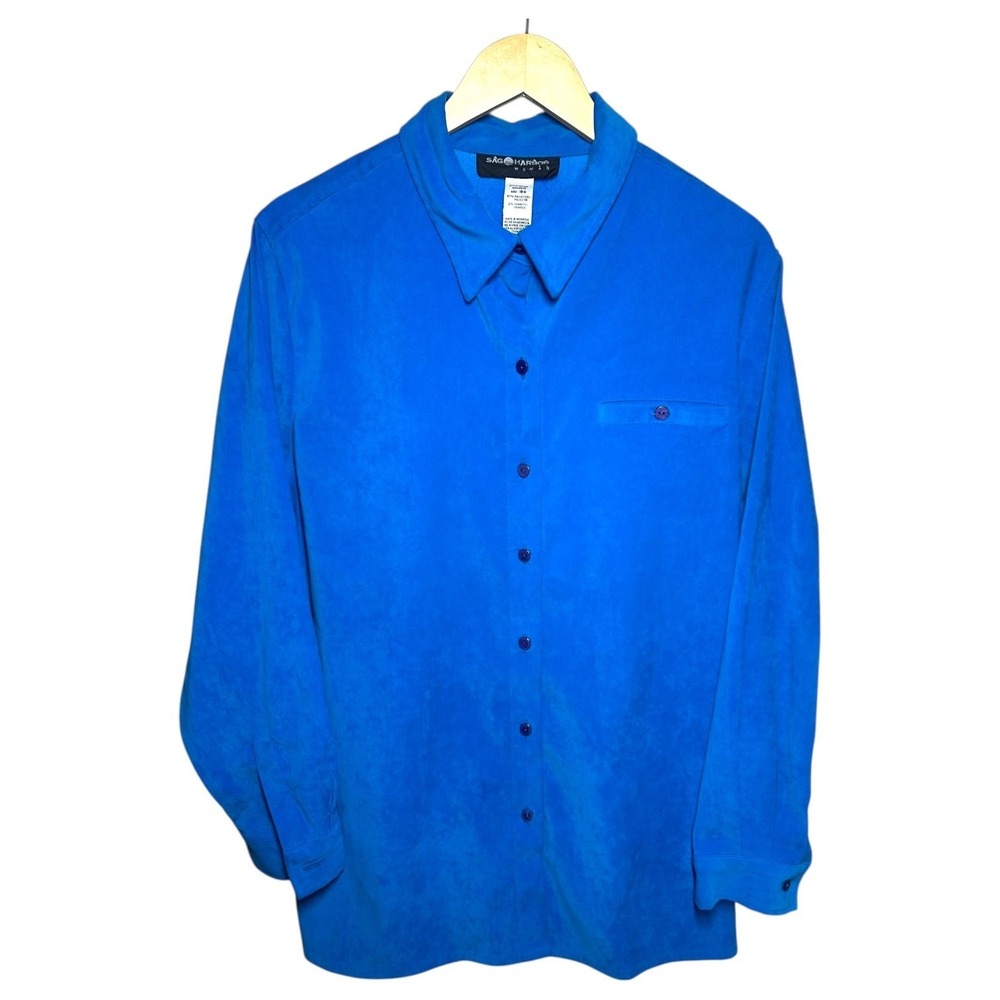 Sag Harbor Woman Size 18W Royal Blue Button Down Blouse Plus Size